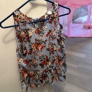 14th & Union Floral Sleeveless Blouse - Blue and Red